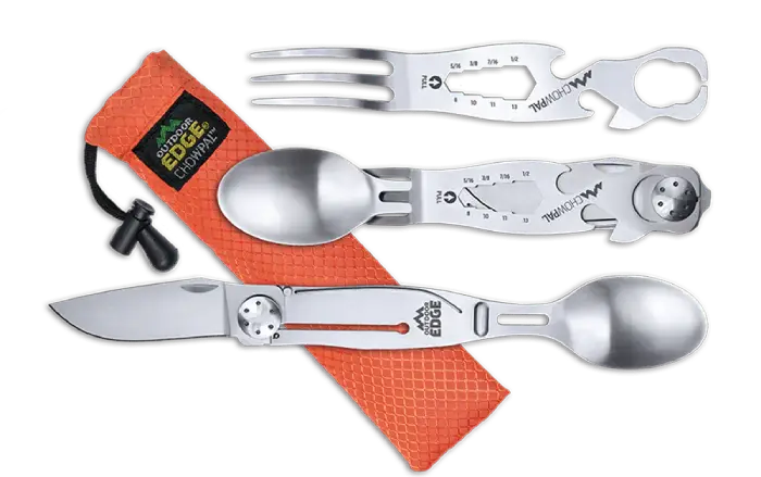 The contents of the ChowPal travel utensil kit.