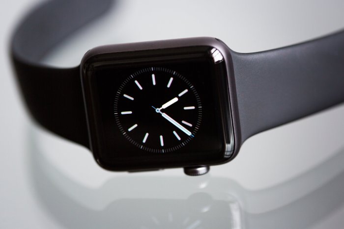 A black Apple Watch.
